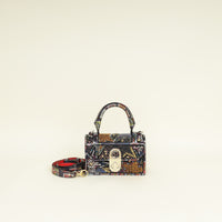 Christian Louboutin Black Multicolor Piste Aux Etoiles Tarot Embroidered Elisa Top Handle Bag
