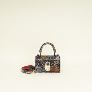 Christian Louboutin Black Multicolor Piste Aux Etoiles Tarot Embroidered Elisa Top Handle Bag