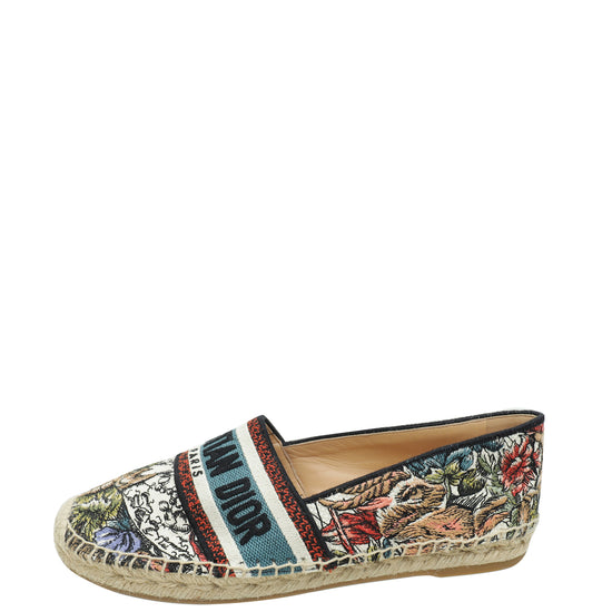 Christian Dior Multicolor Mille Fleurs Embroidered Granville Espadrille 37.5