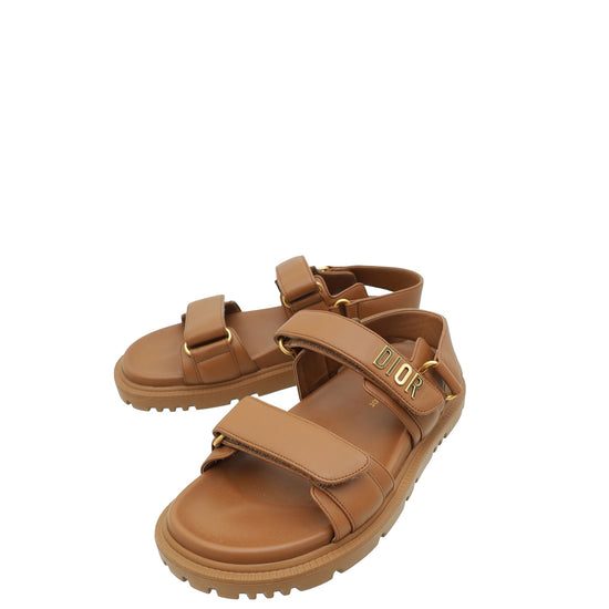 Christian Dior Brown Tan Dioract Sandal 37.5