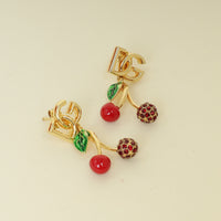 Dolce & Gabbana Cherry Red DG Logo Cherries Drop Earrings