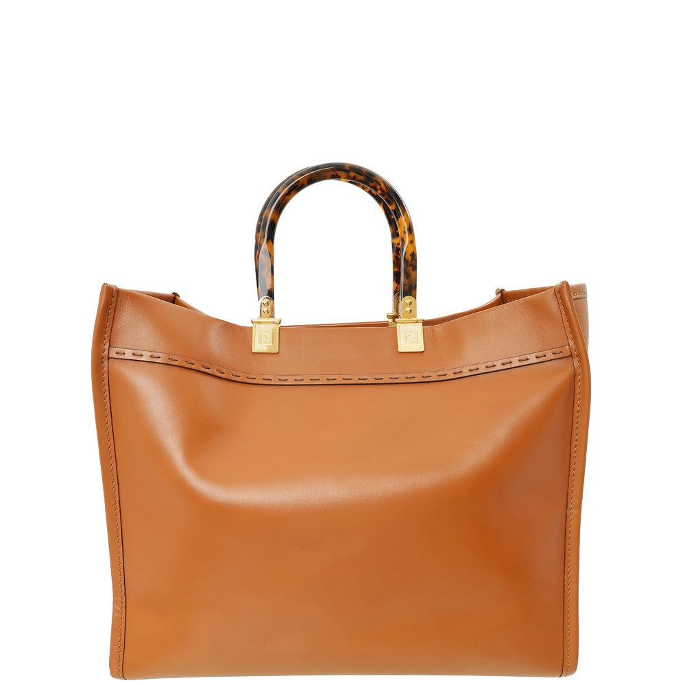 Fendi Brown Sunshine Shopper "Fendi Roma" Motif Medium Bag-Fendi-THE CLOSET