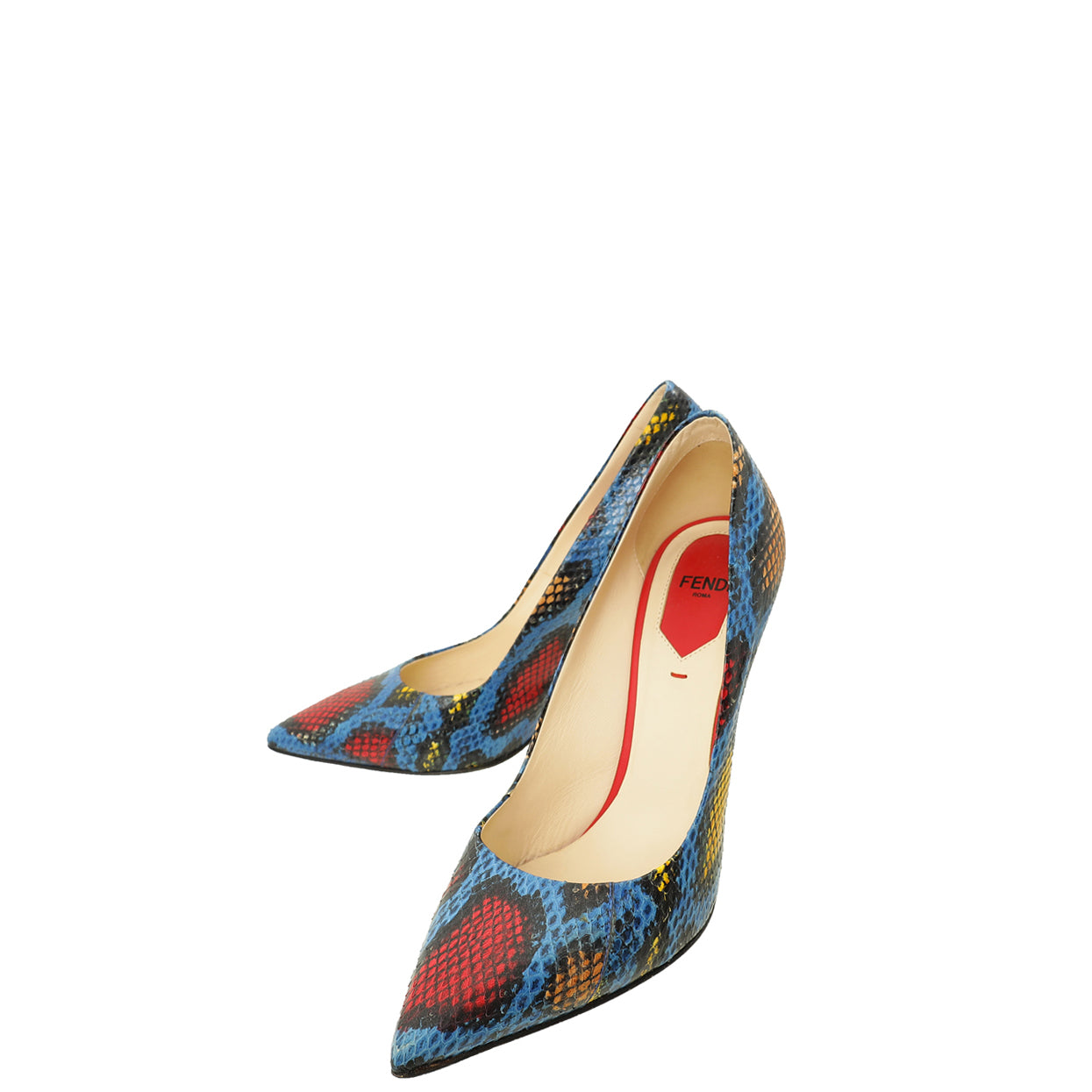 Fendi Tricolor Python & Lizard Pumps 37.5