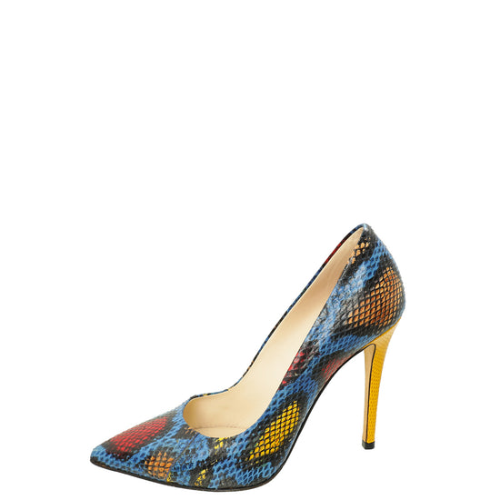 Fendi Tricolor Python & Lizard Pumps 37.5