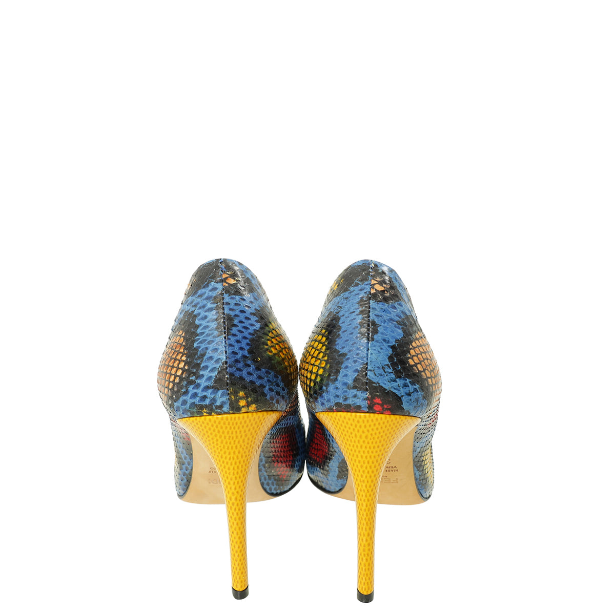 Fendi Tricolor Python & Lizard Pumps 37.5