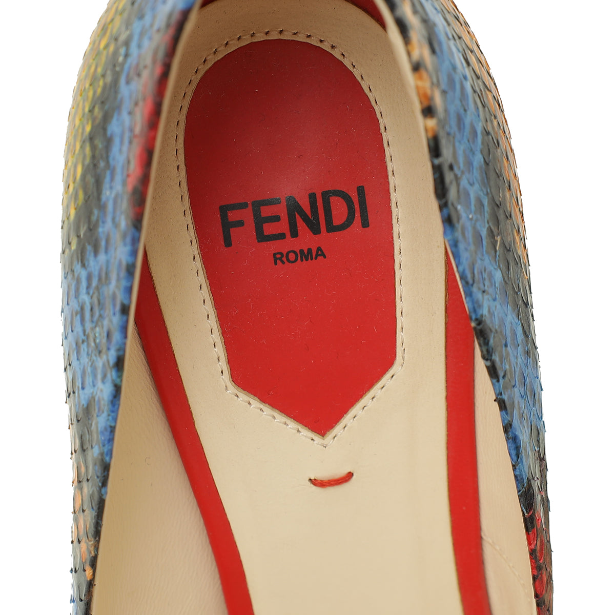 Fendi Tricolor Python & Lizard Pumps 37.5