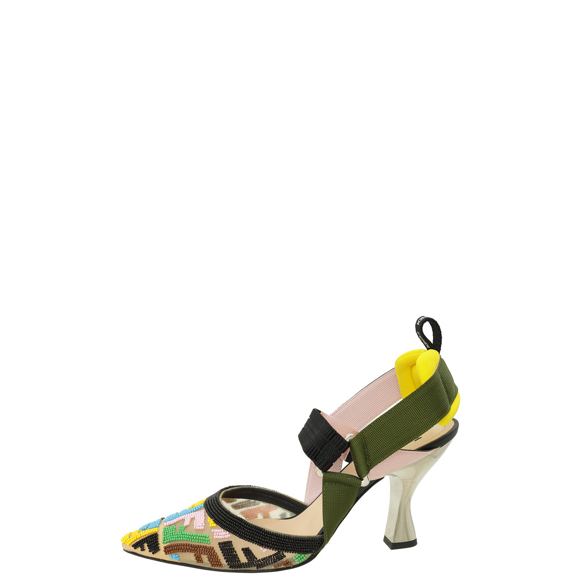 Fendi FF Beaded Mesh Colibri Slingback Pumps 38