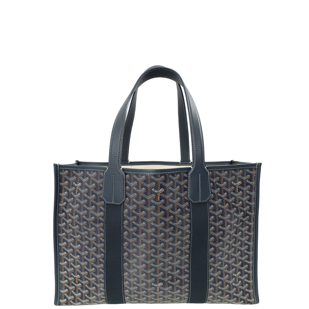 Goyard Navy Blue Goyardine Villette MM Tote Bag