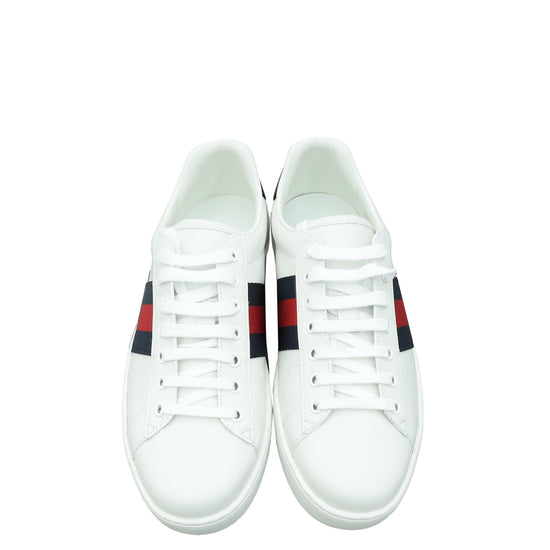 Gucci White Ace Web Men's Sneaker 7.5