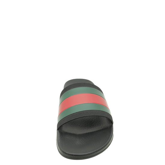 Gucci Black Rubber Web Slides 8