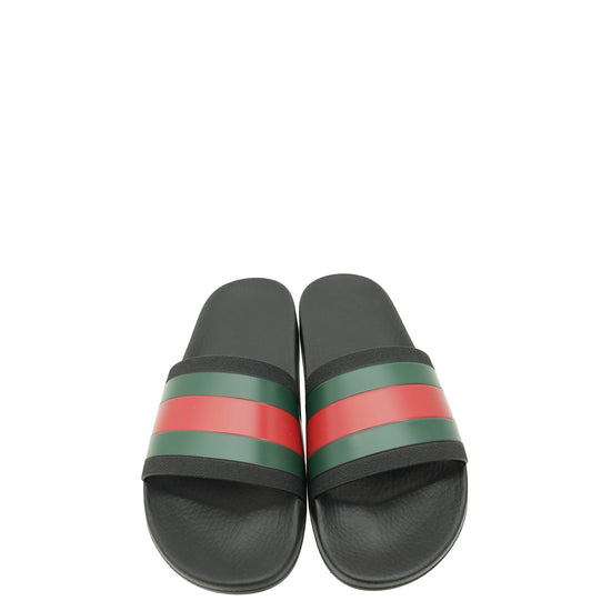 Gucci Black Rubber Web Slides 8