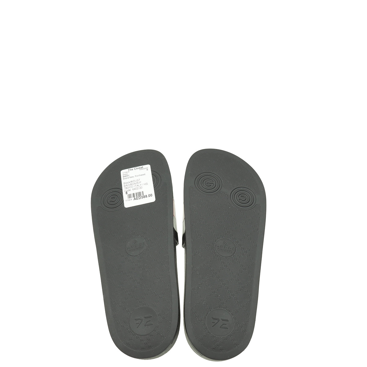 Gucci Black Rubber Web Slides 8