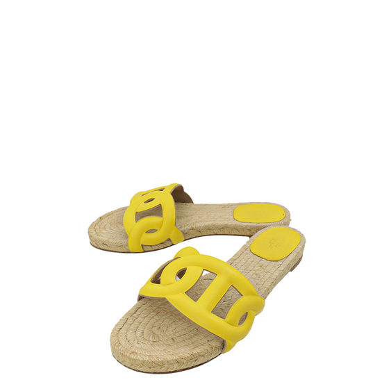 Hermes Jaune Impérial Famosa Calfskin Espadrille 37