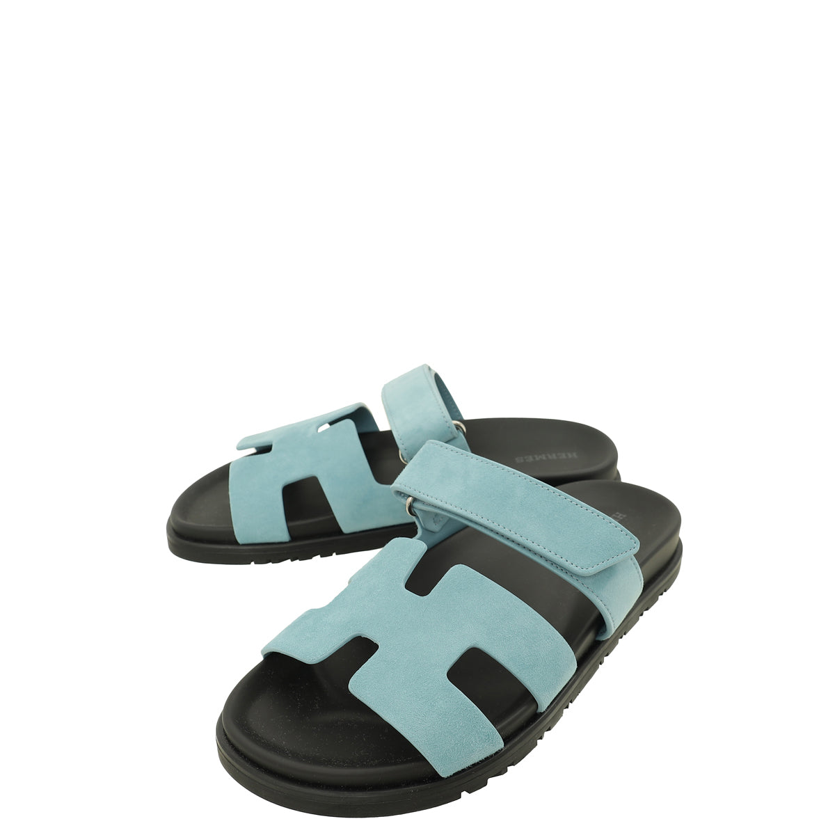 Hermes Blue Mineral Suede Goatskin Chypre Sandal 37-Hermes-THE CLOSET