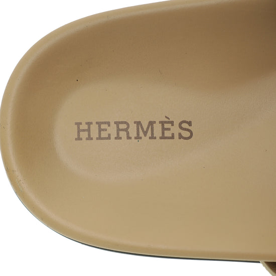 Hermes Beige Argile Chypre Suede Goatskin Sandal 37.5