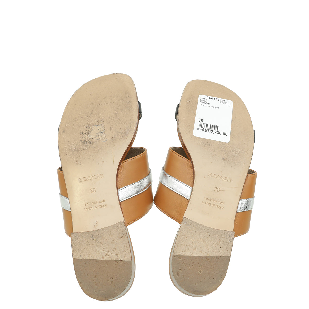 Hermes Bicolor Avenue Sandal 38