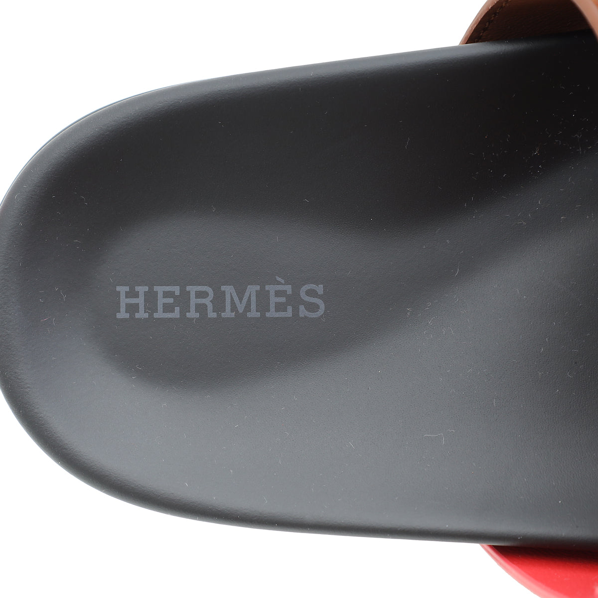 Hermes Bicolor Suede Goatskin Chypre Sandal 39