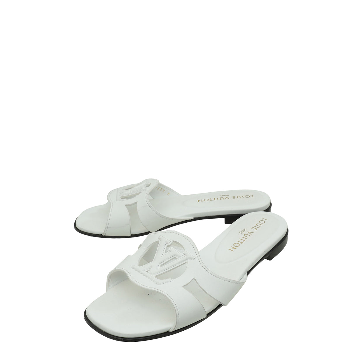 Louis Vuitton White Isola Flat Mule 37