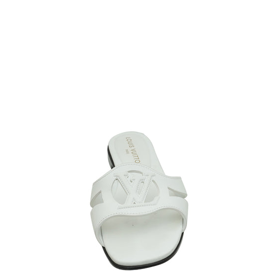 Louis Vuitton White Isola Flat Mule 37