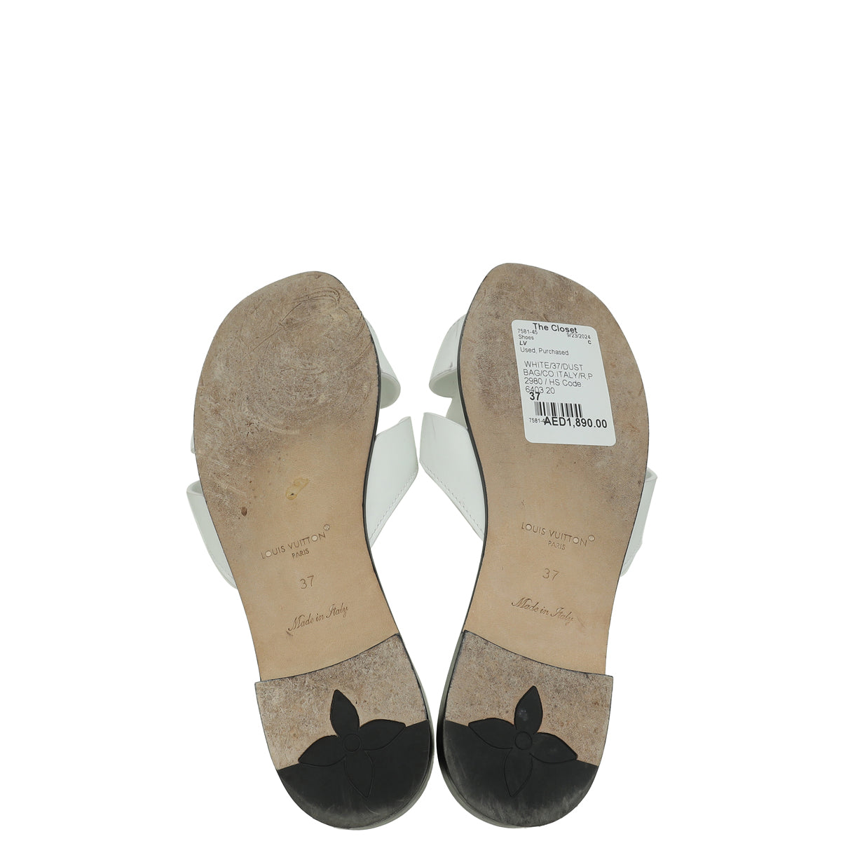 Louis Vuitton White Isola Flat Mule 37