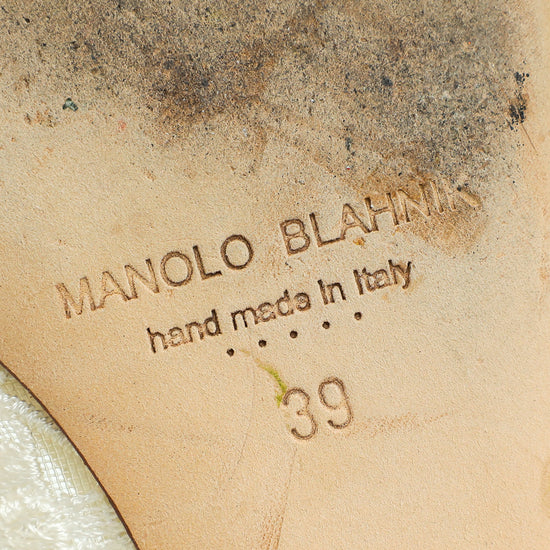 Manolo Blahnik White Hangisi Lace Ballerina Flat 39