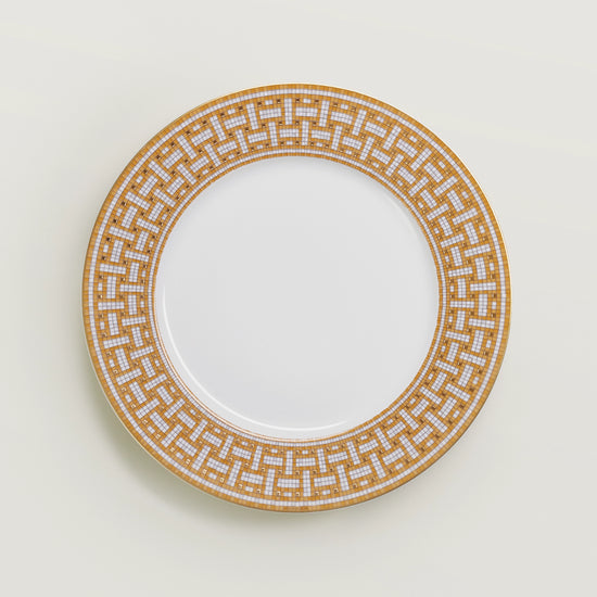 Hermes Porcelain Mosaique Au 24 Gold Dinner Plate (Set of 2)