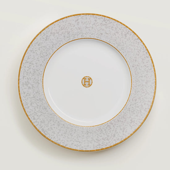 Hermes Porcelaine Mosaique Au 24 Gold Presentation Plate (Set of 2)