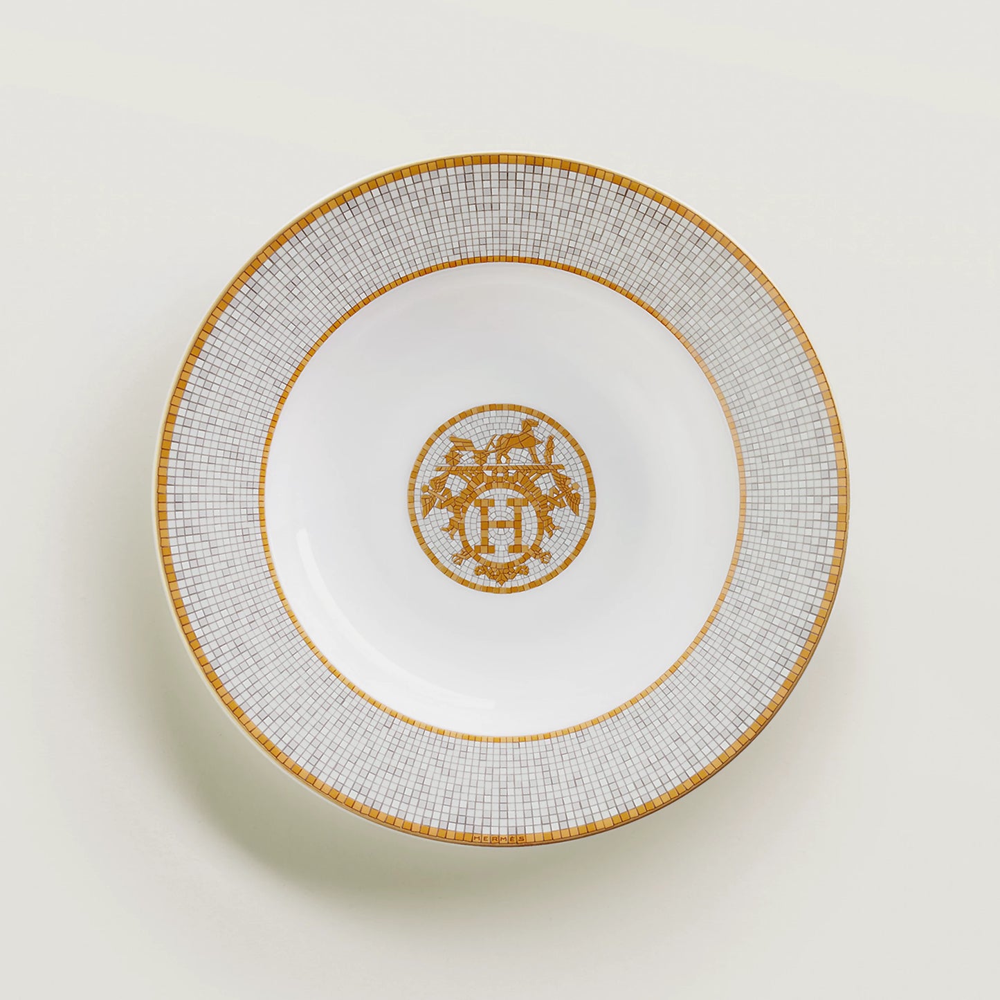 Hermes Porcelain Mosaique Au 24 Gold Soup Plate (Set of 2)
