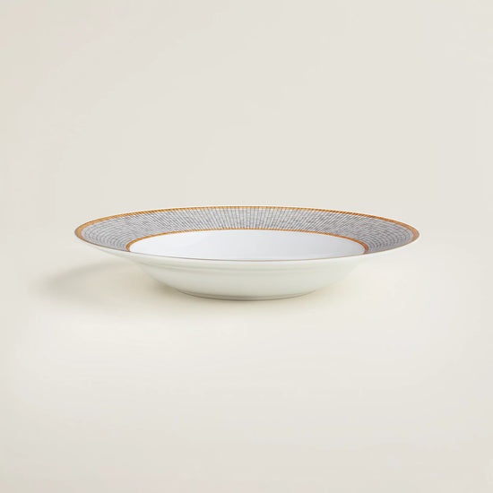Hermes Porcelain Mosaique Au 24 Gold Soup Plate (Set of 2)