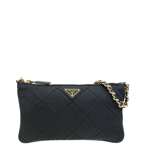 Prada Black Quilted Re-Nylon Pouch