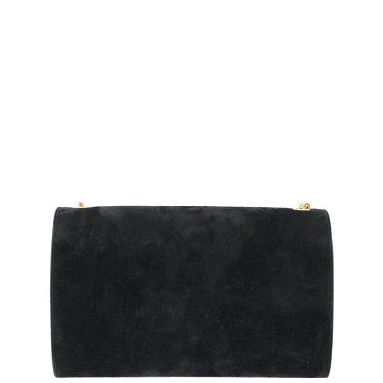 YSL Black Suede Classic Monogram Kate Tassel Medium Bag