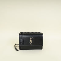 YSL Black Sunset Medium Shoulder Bag