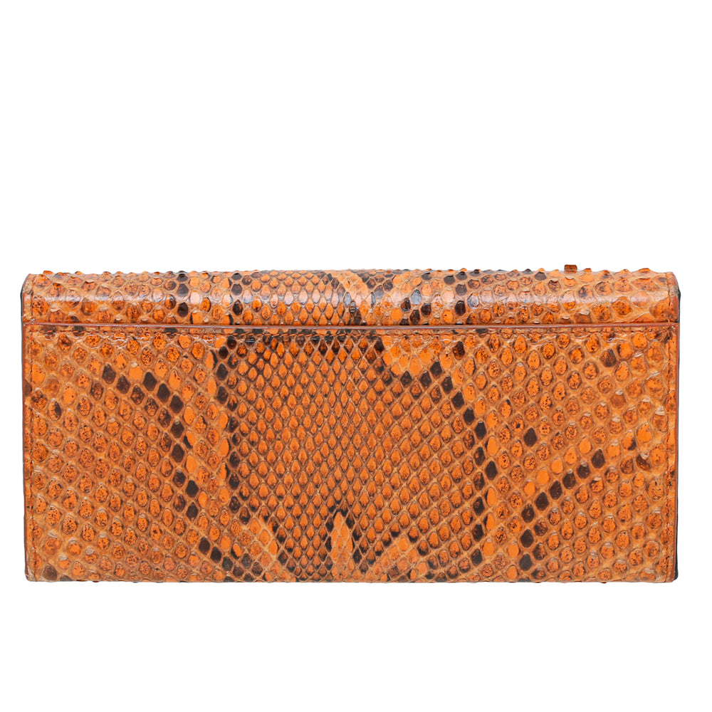 Dolce & Gabbana Orange Python Continental Flap Wallet-Dolce & Gabbana-THE CLOSET
