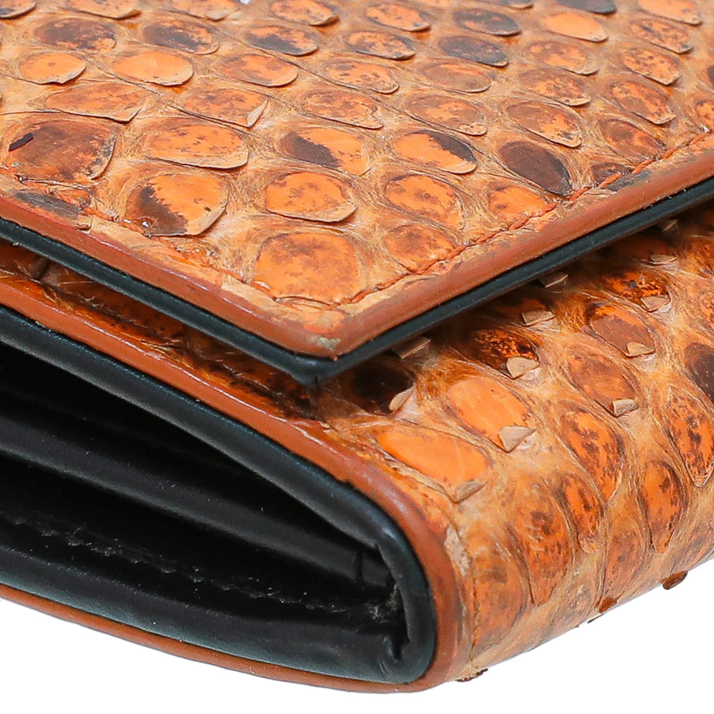 Dolce & Gabbana Orange Python Continental Flap Wallet-Dolce & Gabbana-THE CLOSET