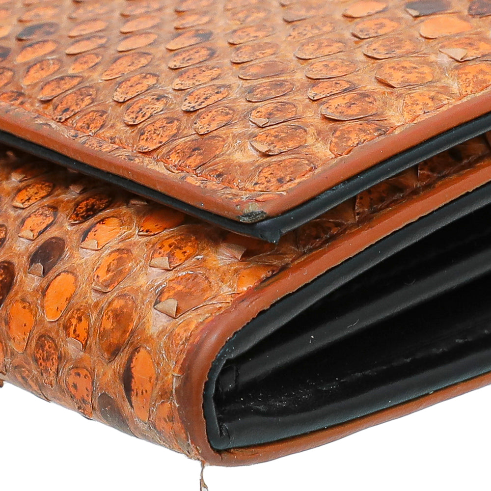 Dolce & Gabbana Orange Python Continental Flap Wallet-Dolce & Gabbana-THE CLOSET