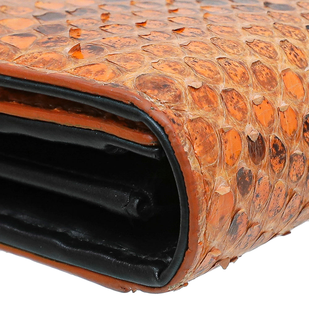Dolce & Gabbana Orange Python Continental Flap Wallet-Dolce & Gabbana-THE CLOSET