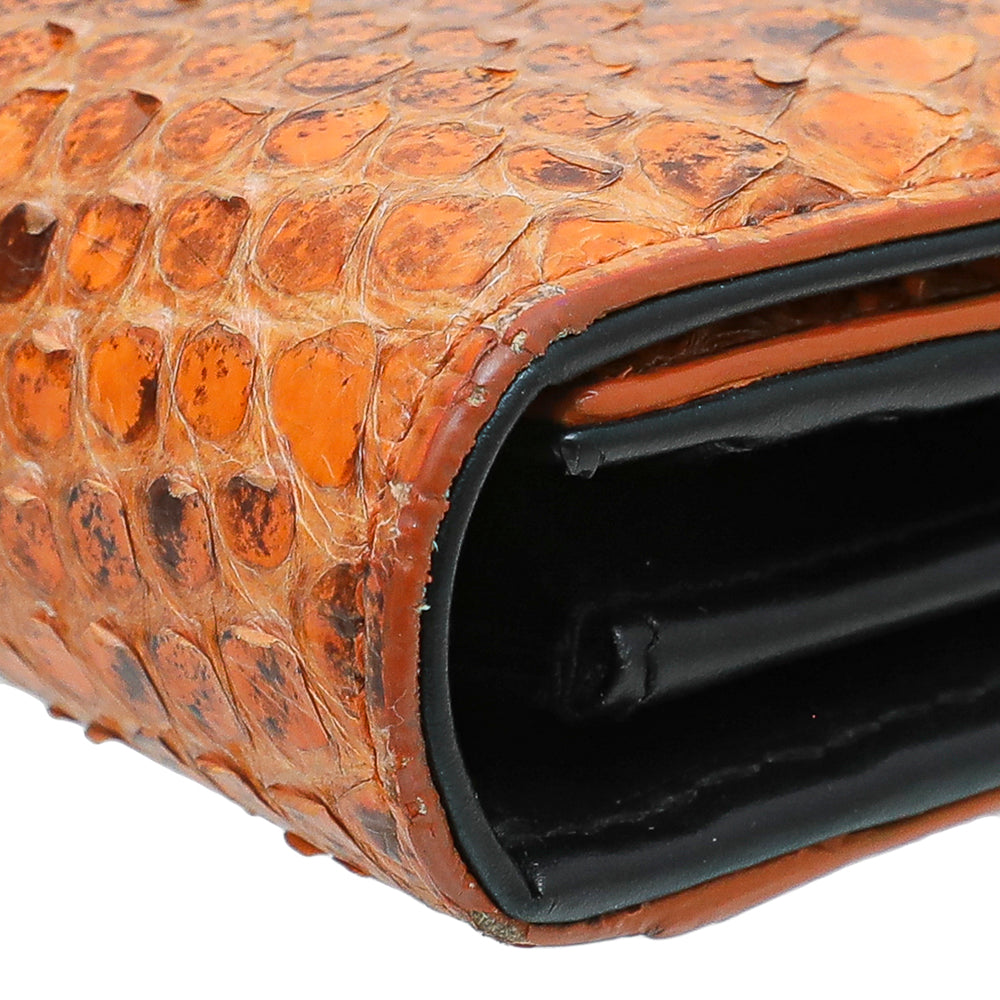 Dolce & Gabbana Orange Python Continental Flap Wallet-Dolce & Gabbana-THE CLOSET