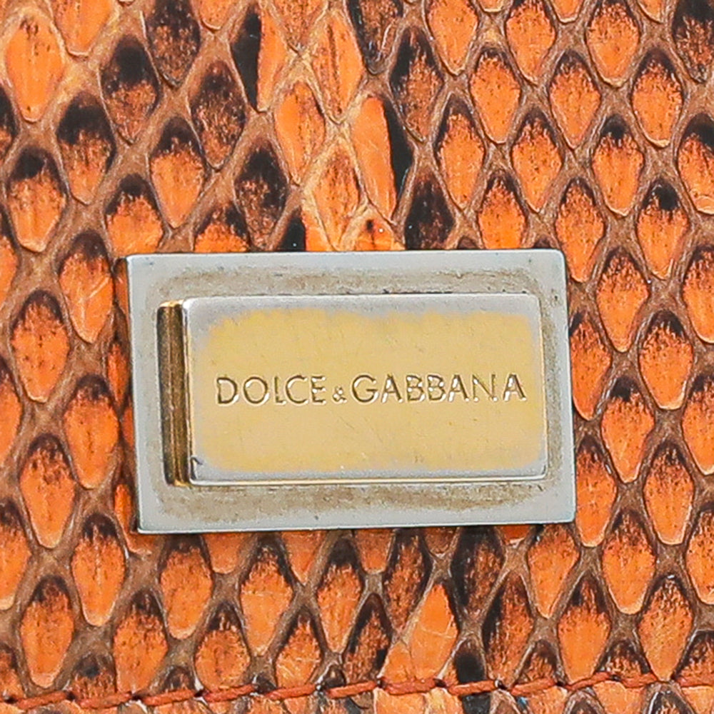 Dolce & Gabbana Orange Python Continental Flap Wallet-Dolce & Gabbana-THE CLOSET