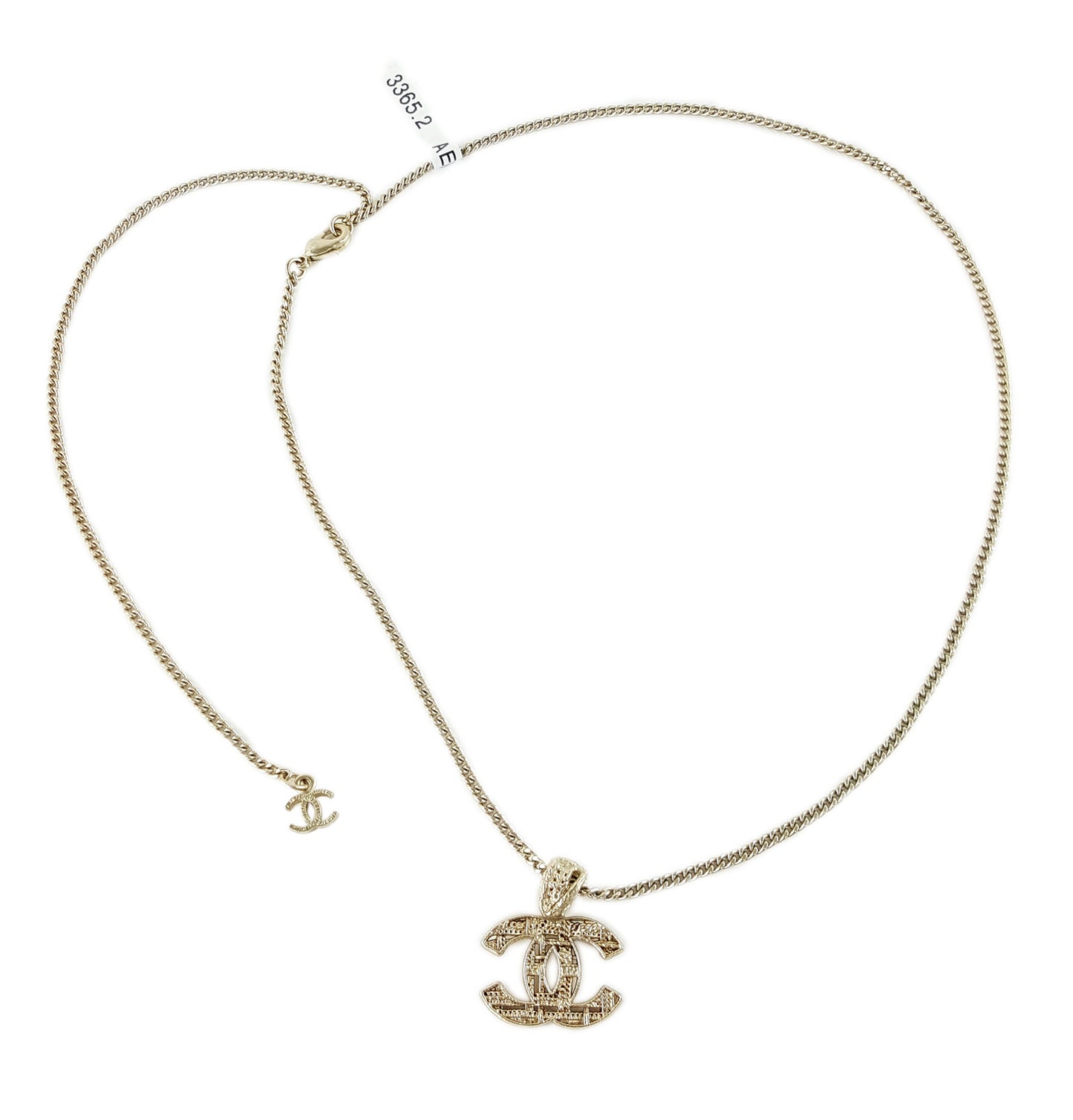 Chanel Light Gold Woven CC Pendant Necklace-Chanel-THE CLOSET