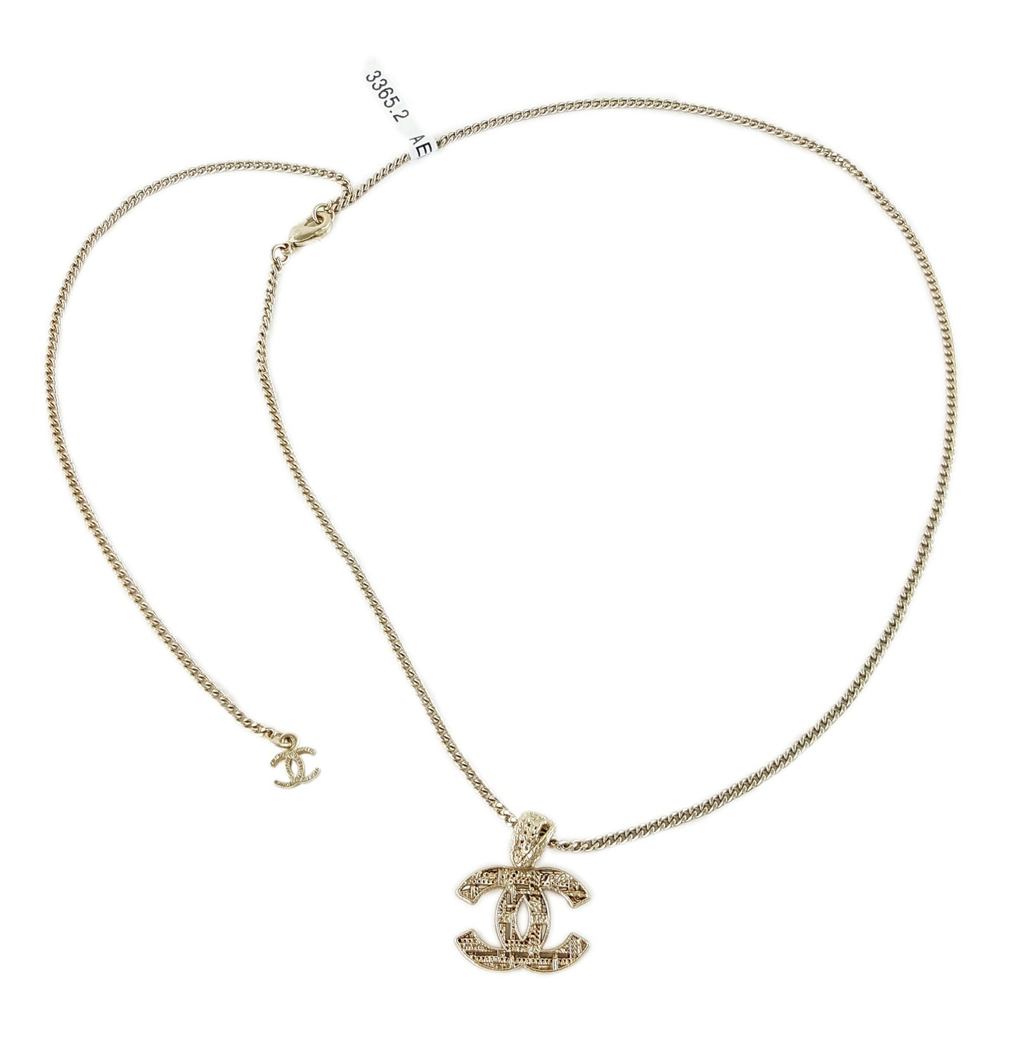 Chanel Light Gold Woven CC Pendant Necklace