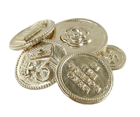 Chanel Light Gold Finish Collage Design Coin Brooch