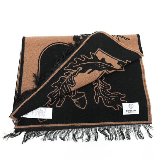 Burberry Brich Brown New Oak Leaf  FootBall Wool Scarf