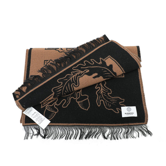 Burberry Brich Brown New Oak Leaf  FootBall Wool Scarf