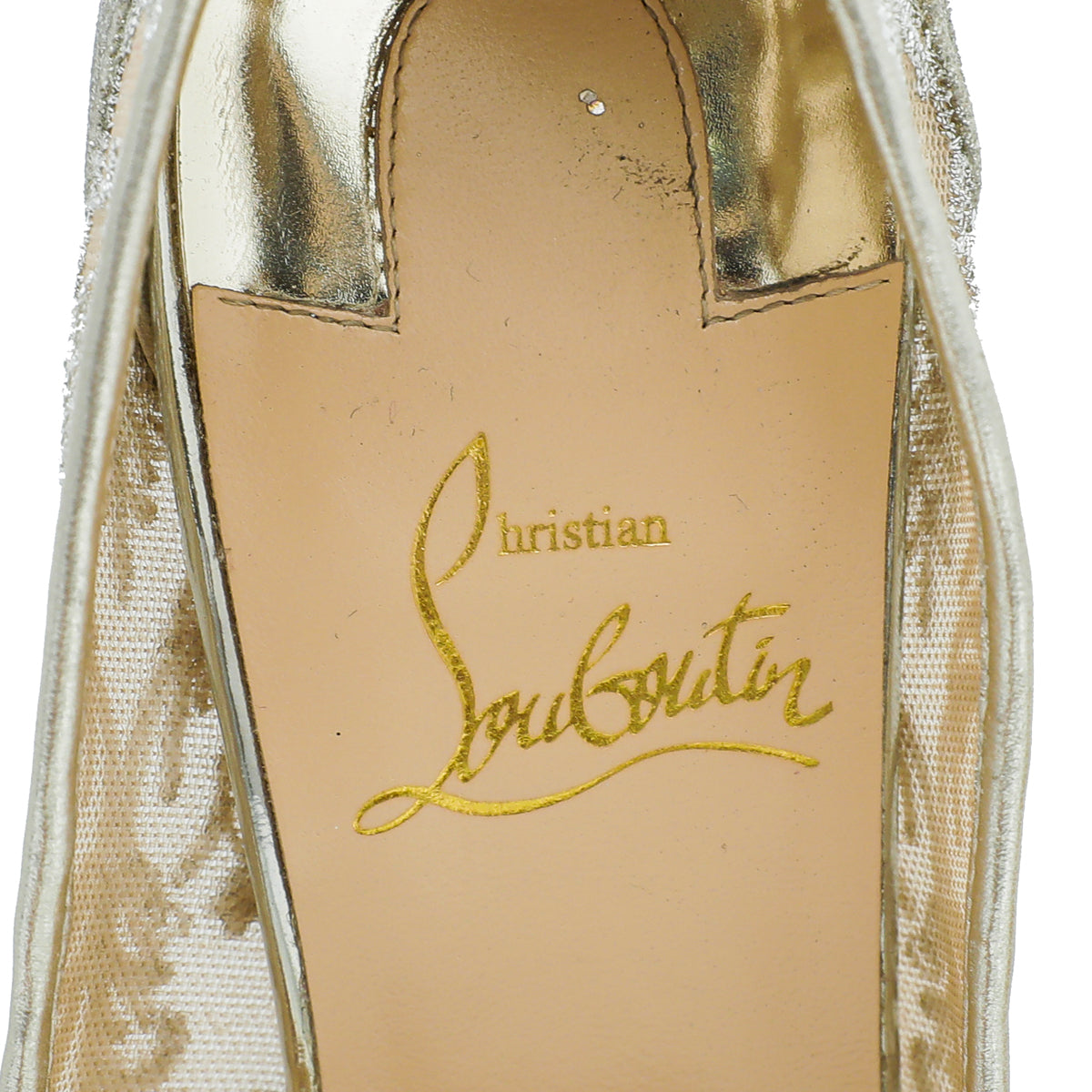 Christian Louboutin Silver Lace Glitter Follies 100 Pump 37