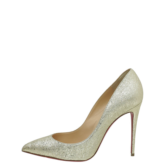 Christian Louboutin Metallic Gold Crinkled Pigalle Follies Pumps 38.5