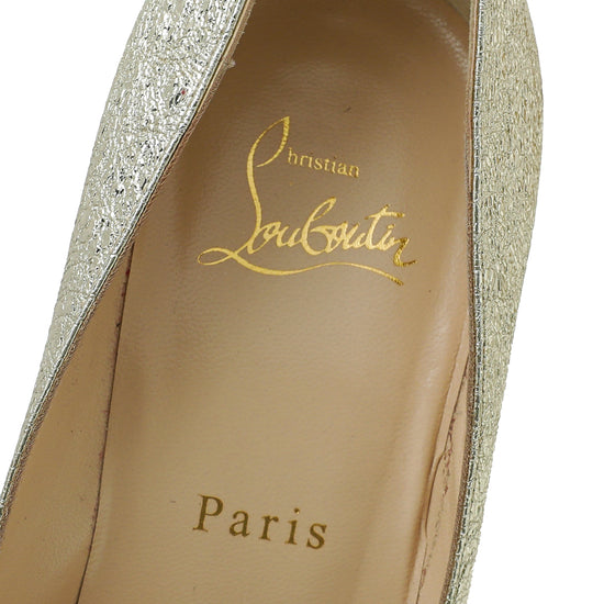 Christian Louboutin Metallic Gold Crinkled Pigalle Follies Pumps 38.5