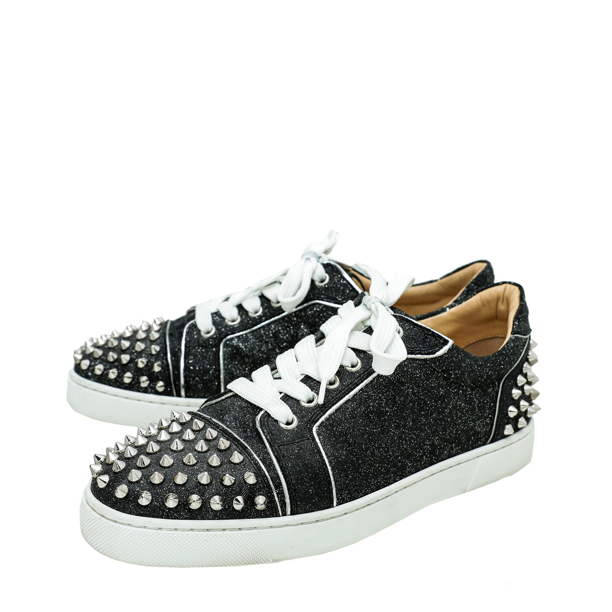 Christian Louboutin Metallic Black Spike Vieira 2 Sneaker 39-Christian Louboutin-THE CLOSET