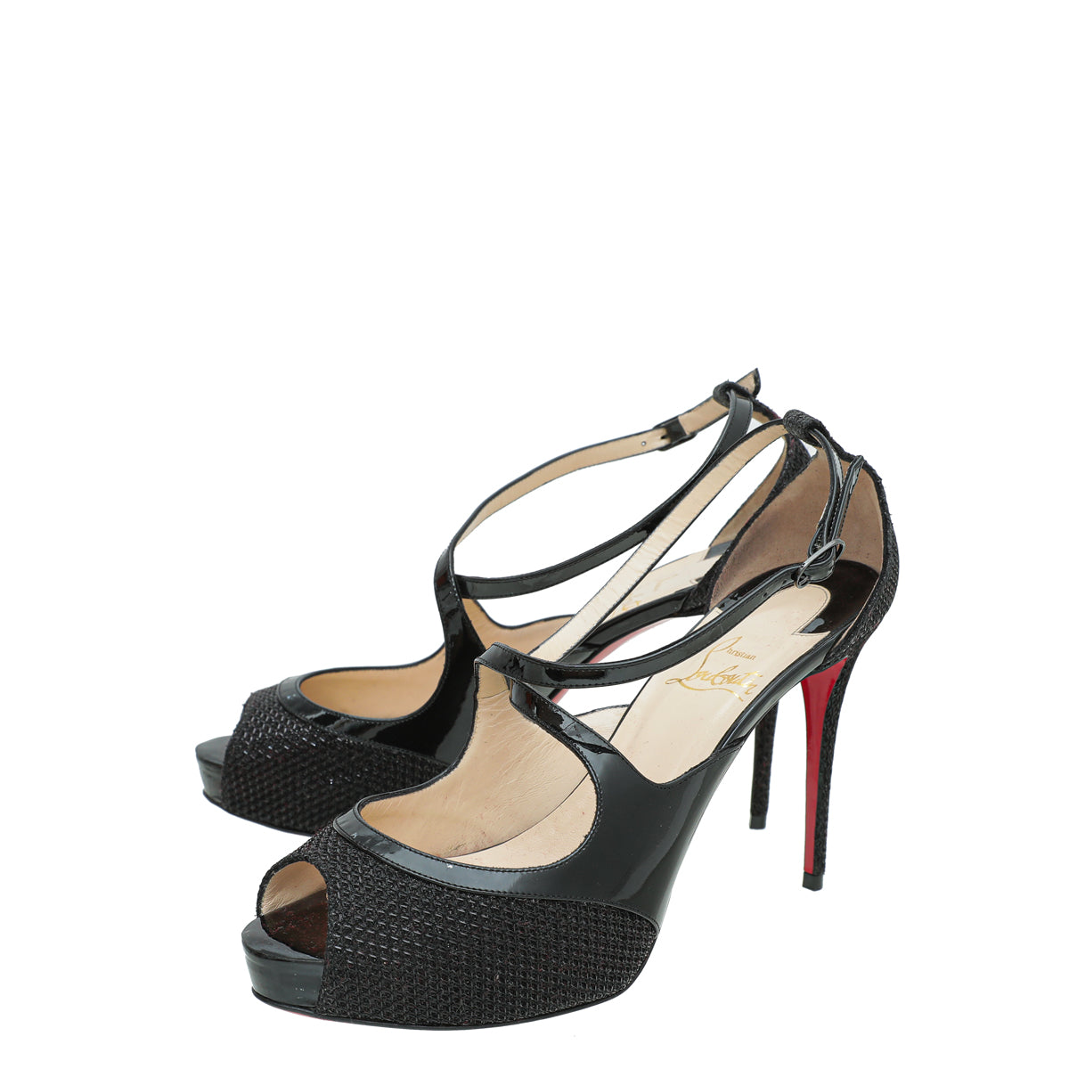 Christian Louboutin Black Mesh Mariacar 120 Pumps 39-Christian Louboutin-THE CLOSET