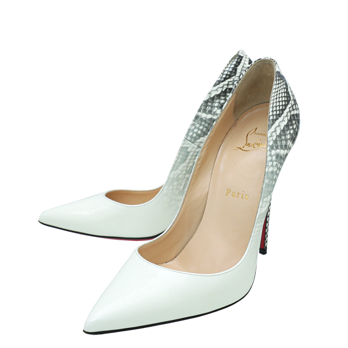 Christian Louboutin OFF White Python Print Pigalle Pump 38.5-Christian Louboutin-THE CLOSET