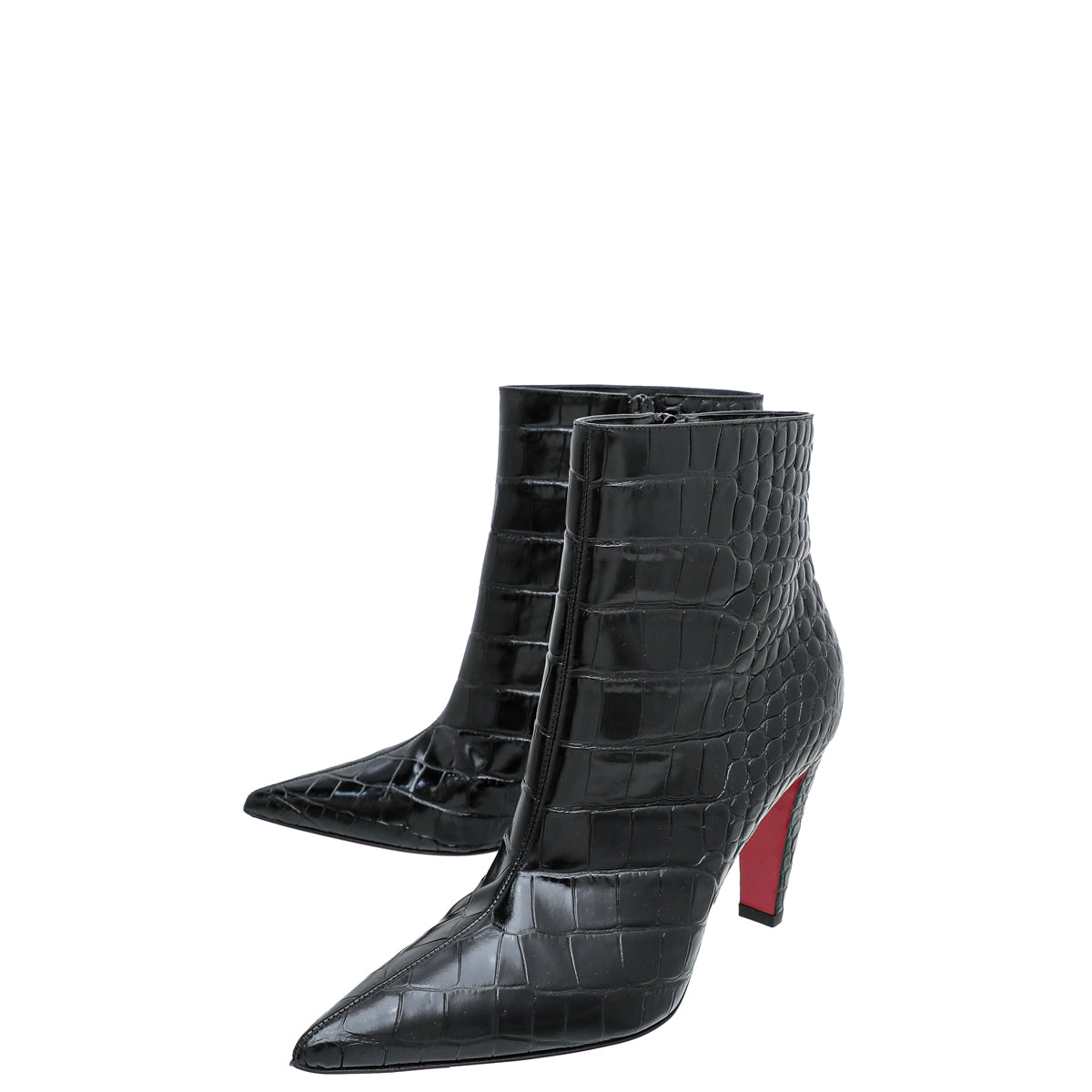 Christian Louboutin Black Croc Slimini Embossed Ankle Boots 38-Christian Louboutin-THE CLOSET